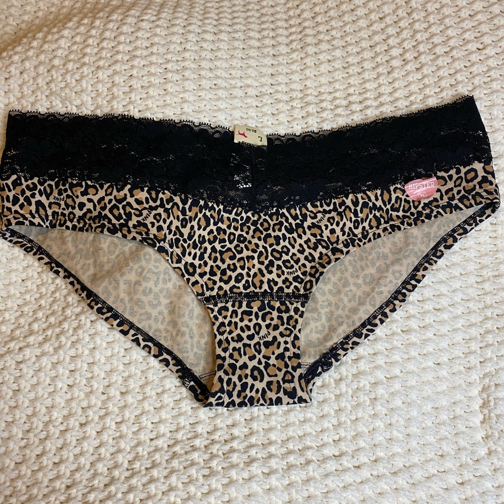 VS Pink Leopard with lace trim panties